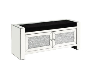 Noralie - 47" Bench With Storage - Mirrored & Faux Diamonds