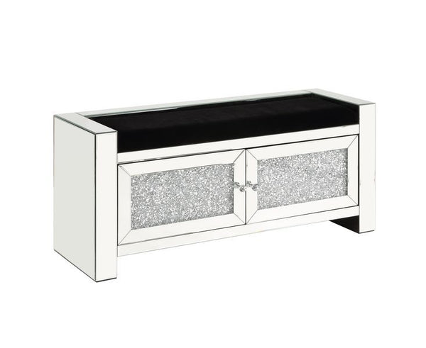 Noralie - 47" Bench With Storage - Mirrored & Faux Diamonds