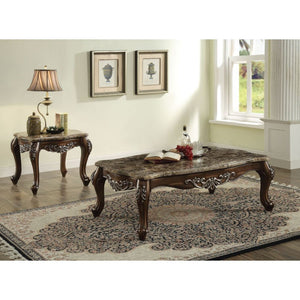 Latisha - Coffee Table Antique Oak Marble Top