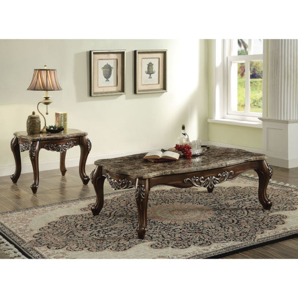 Latisha - Coffee Table Antique Oak Marble Top
