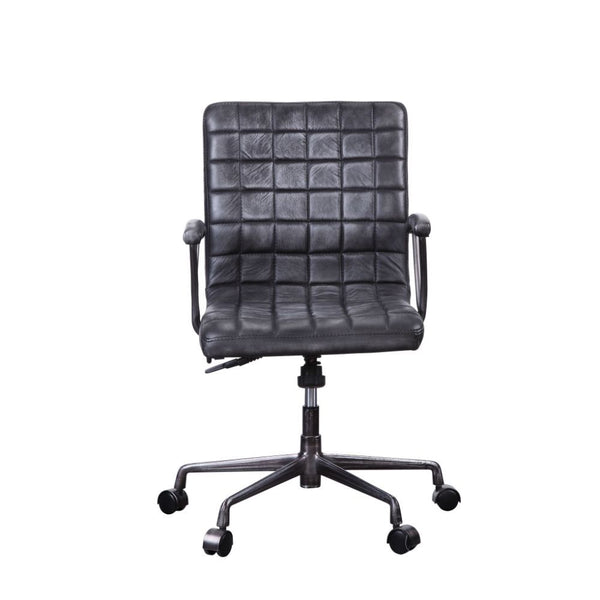 Barack - Office Chair - Vintage Black Top Grain Leather & Aluminum
