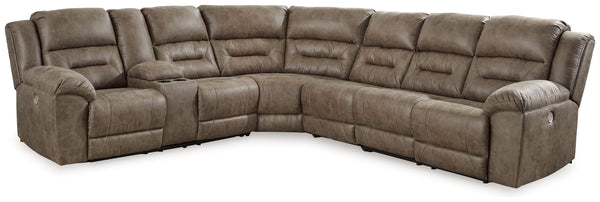 Ravenel - Power Reclining Sectional Pearl Silver 4 Pc. Power Reclining Sectional With Left Arm Facing Power Reclining Loveseat With Console