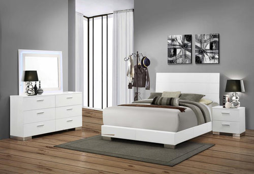 Felicity - Bedroom Set With LED Mirror White California King