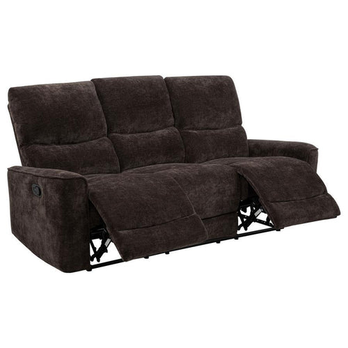 Navarro - Chenille Upholstered Reclining Sofa Dark Brown