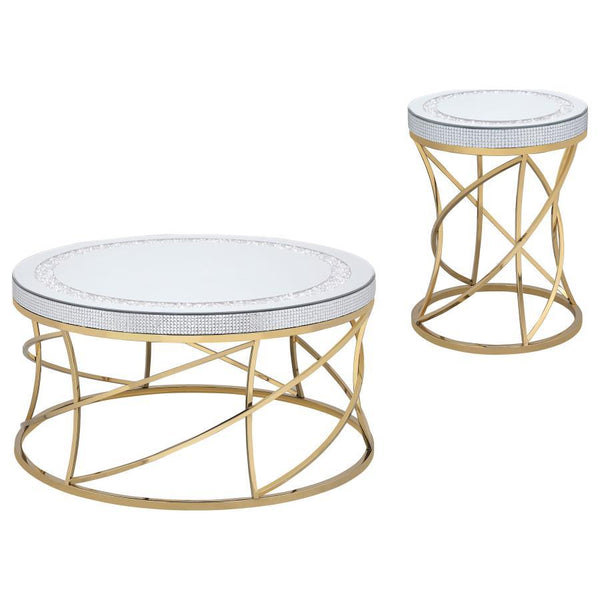 Elise - Round Mirror Top Coffee Table Set