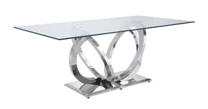 Finley - Dining Table - Clear Glass Top & Mirrored Silver