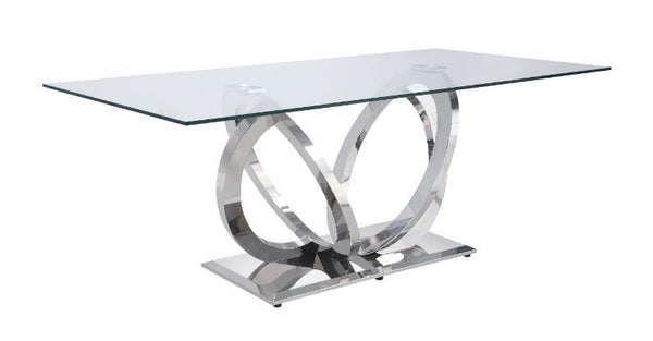Finley - Dining Table - Clear Glass Top & Mirrored Silver