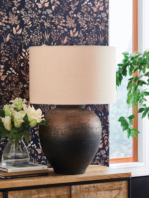 Newgerhard - Metal Table Lamp - Brown / Black