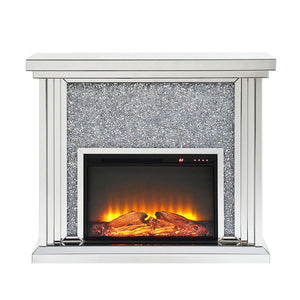 Noralie - 40" Fireplace - Mirrored & Faux Diamonds