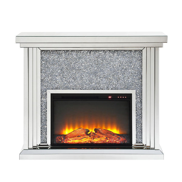 Noralie - 40" Fireplace - Mirrored & Faux Diamonds