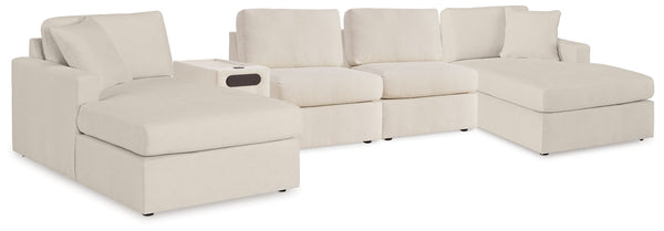 Modmax - Oyster - Sectional White 5 Pc. Double Chaise Sectional With Audio Console