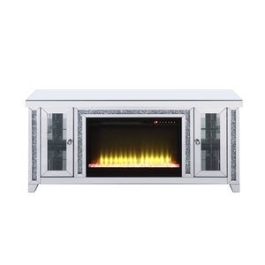 Noralie - TV Stand With Fireplace & LED - Mirrored & Faux Diamonds