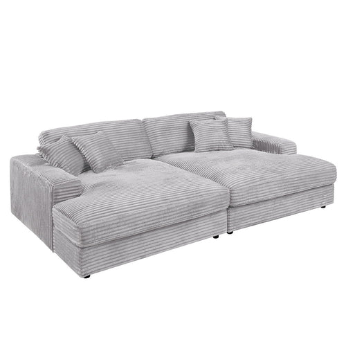 Hilde - Sectional Sofa With 4 Pillows Light Gray
