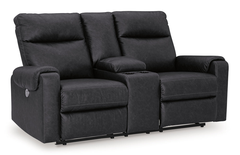 Axtellton - Carbon - Dbl Power Reclining Loveseat with Console