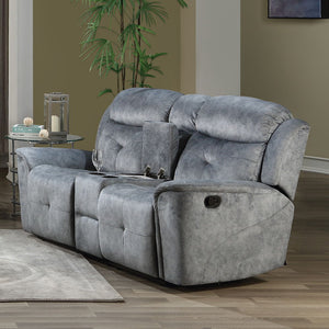 Mariana - Loveseat w/Console (Motion) Silver Gray