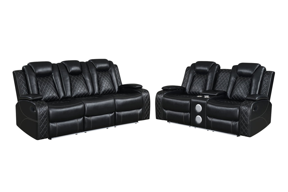 Orion II - Reclining Sofa Set Black 2 Pc. Reclining Sofa, Loveseat