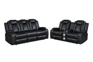 Orion II - Reclining Sofa Set Black 2 Pc. Reclining Sofa, Loveseat