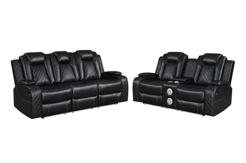 Orion II - Reclining Sofa Set Black 2 Pc. Reclining Sofa, Loveseat