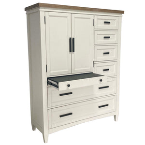 Americana Modern Bedroom - 7 Drawer Door Chest With Workstation - Cotton