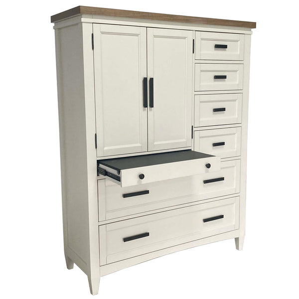 Americana Modern Bedroom - 7 Drawer Door Chest With Workstation - Cotton