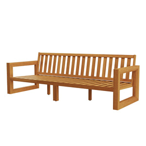 Bristol - Bay Wood Outdoor Sofa With Cushions - Natural / Brown / Gray