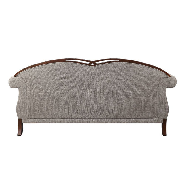 Miyeon - Sofa With 5 Pillows - Fabric & Cherry