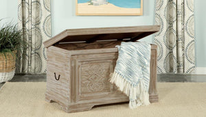 Nilay - Wood Storage Trunk - White Washed And Black