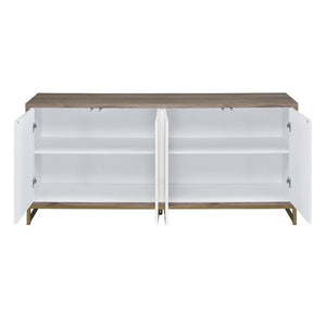 Paavan - Console Cabinet - White Marble Print & Oak Champagne