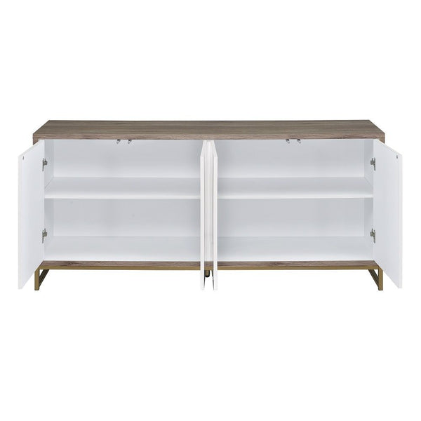 Paavan - Console Cabinet - White Marble Print & Oak Champagne